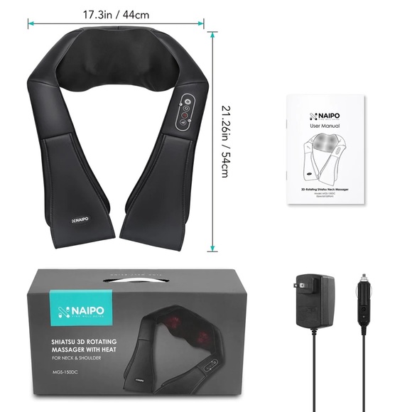 NAIPO SHOULDER & NECK MASSAGER WITH SHIATSU KNEADING MASSAGE AND HEAT - Picture 10 of 14